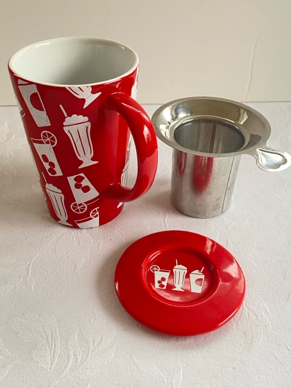 DAVIDs TEA Retro Diner Perfect Tea Infuser Mug Discontinued Pattern